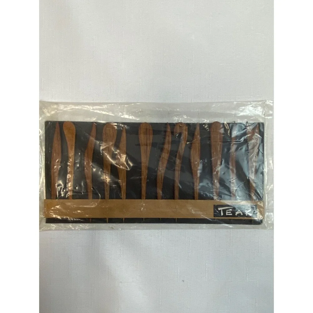 Vintage Teak Wood Utensil Set Japan Mid Century Modern‎ Flatware New in Package